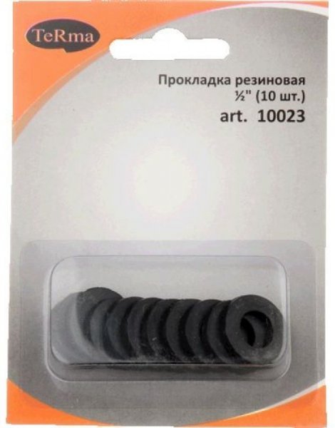 Прокладка D 1/2 резина блистер (10 шт) 10-0021  в оптовом каталоге ООО Фарфор, фото