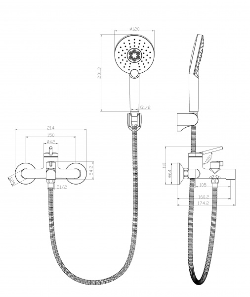 Смеситель для ванны Lemark Minima с монолитным изливом, хром LM3814C  в оптовом каталоге ООО Фарфор, фото