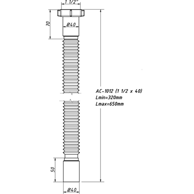 Гибкая труба 1 1/2х40 L-650 мм  АС-1012 (О)  в оптовом каталоге ООО Фарфор, фото