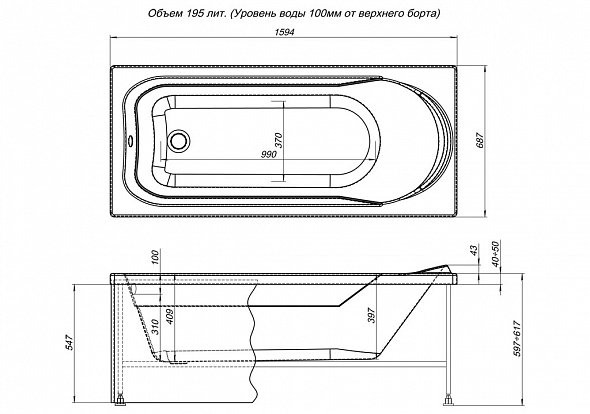 Панель фронтальная AQUANET BRIGHT 175 (216303)  в оптовом каталоге ООО Фарфор, фото