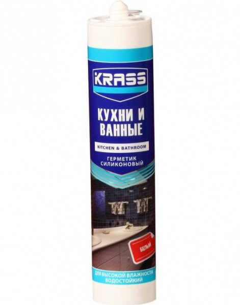 Герметик силиконовый KRASS для кухни и ванны белый 300 мл 8306703  в оптовом каталоге ООО Фарфор, фото