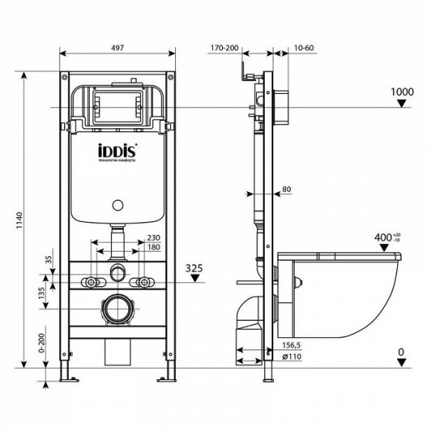 Универсальная рамная IDDIS инсталляция для подвесного унитаза Profix  Profix PRO0000i32  в оптовом каталоге ООО Фарфор,фото