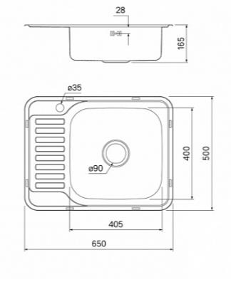 Мойка IDDIS Basic нержавеющая сталь 650х500, сатин, чаша справа BAS65SRi77  в оптовом каталоге ООО Фарфор, фото
