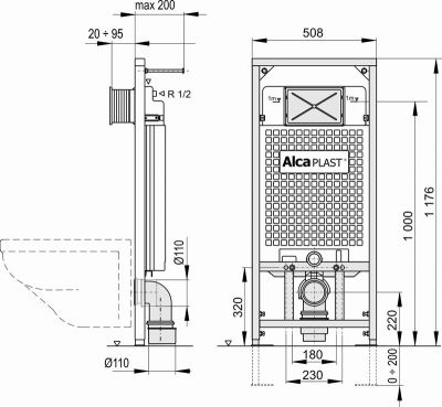 Инсталляция Alca Plast инсталляции А 101  в оптовом каталоге ООО Фарфор,фото