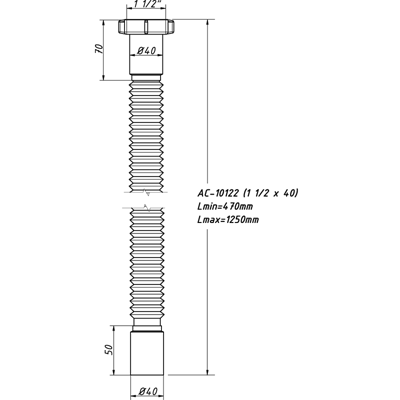 Гибкая труба 1 1/2х40 L-1250 мм  АС-10122 (О)  в оптовом каталоге ООО Фарфор, фото